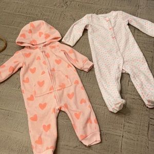 Set of Fleece Sleeper and Hooded One Piece